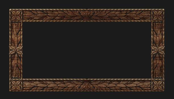 3d illustration. Classic wooden frame in the Baroque style. Cover or postcard. Background