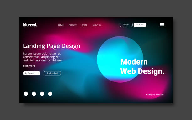 bildbanksillustrationer, clip art samt tecknat material och ikoner med abstract blurred colourful gradient background, design for landing page template - webbdesign