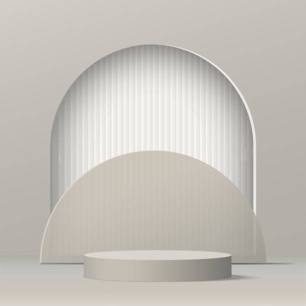 istock 3d white color podium and minimal white color wall scene. 3d podium minimal abstract background. Vector 1952657921
