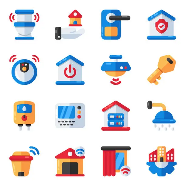 Vector illustration of Set of Smart Home Flat Icons