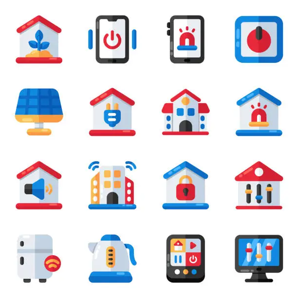 Vector illustration of Set of Smart Devices Flat Icons