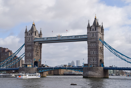 London, UK - January 22 2024: daytime view of the iconic Tower Bridge and River Thames.