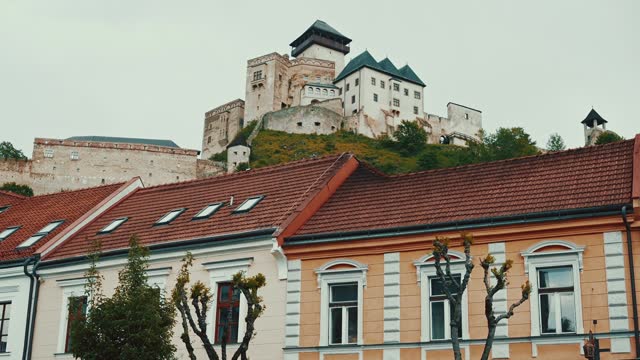 View of the Trencin old town and castle, Slovakia