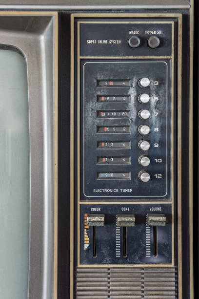 istock Control panel of old classic color analog television. 1952710000