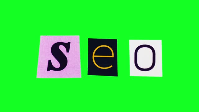 SEO words from an animated collage for opening title in business advertisement