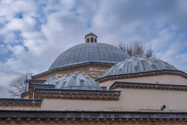 Historical Turkish bath. Domes and stonewalls. Kilic Ali Pasa Hamami. Istanbul, Turkey.
