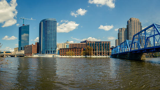 Panoramic view of downtown Grand Rapids, Michigan and Grand River