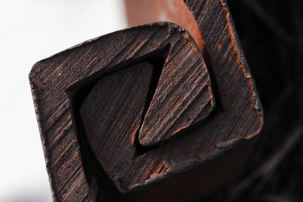 istock Rusty steel lock, connection of rough metal construction details 1952728519