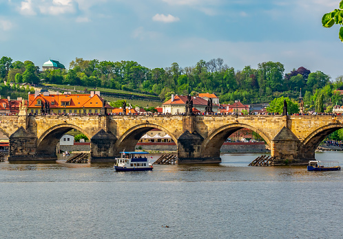 Charles bridge over Vltava river, Prague, Czech Republic