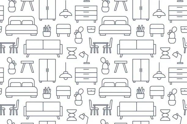 Vector illustration of furniture seamless pattern