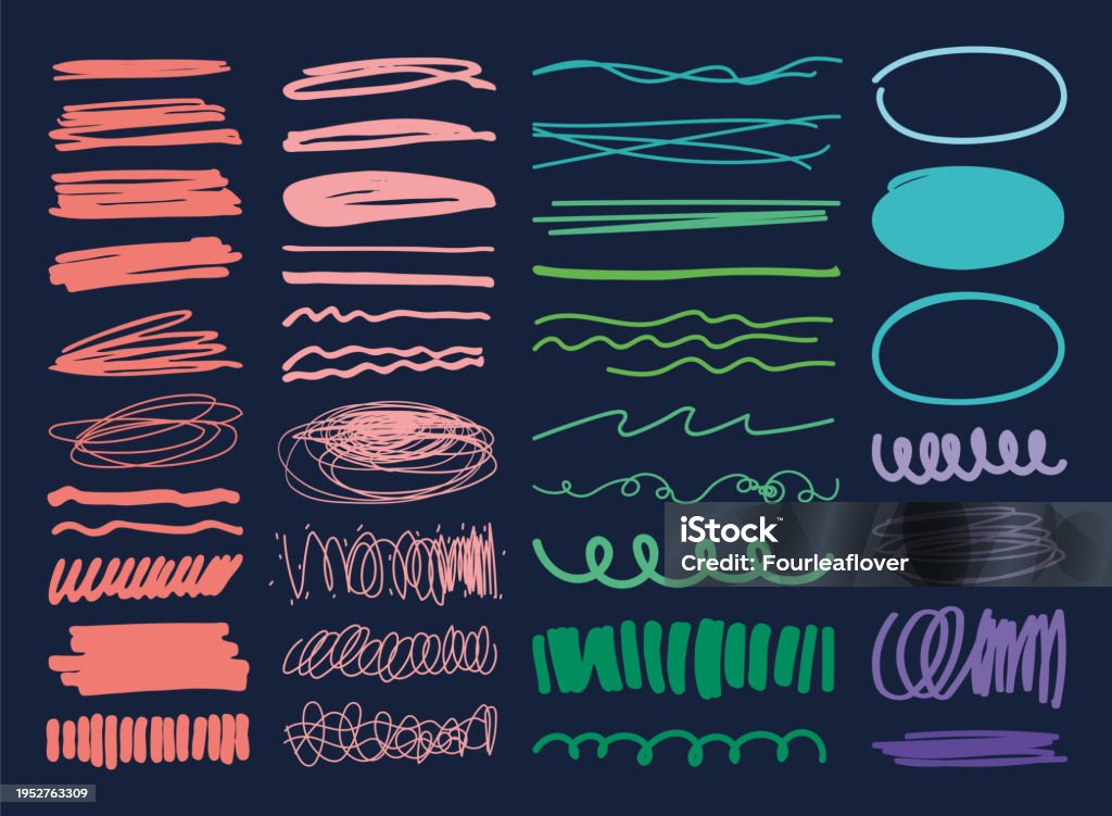 Text Highlighting Vector Highlighter Vector Marks Highlighting Pen Different Lines And Symbols ...