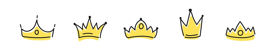 Hand drawn king crown. Line Doodle vector crown