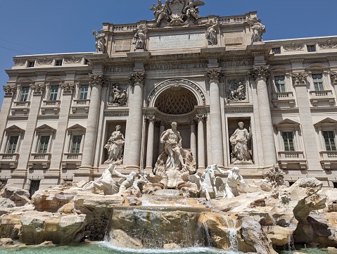 Rome Italy 16 March 2023:Fontana dei Fiumi, is an artistic fountain in Rome placed in the center of piazza Navona,