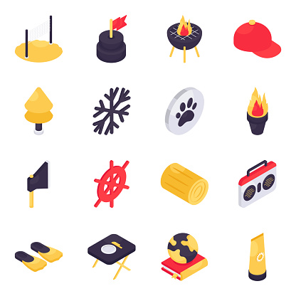 Creatively designed traveling isometric icon set. This pack blends well in projects related to holidays, vacations, and picnic.