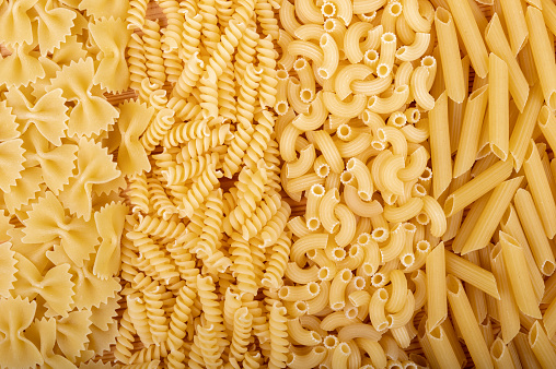 Different types of pasta on a table
