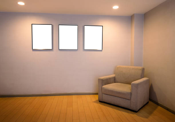 Picture frame and armchair in living room