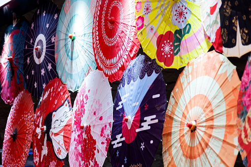 Display of colorful umbrellas in Burma, Myanmar