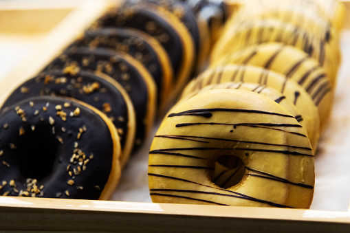 Group of doughnuts in a bakery