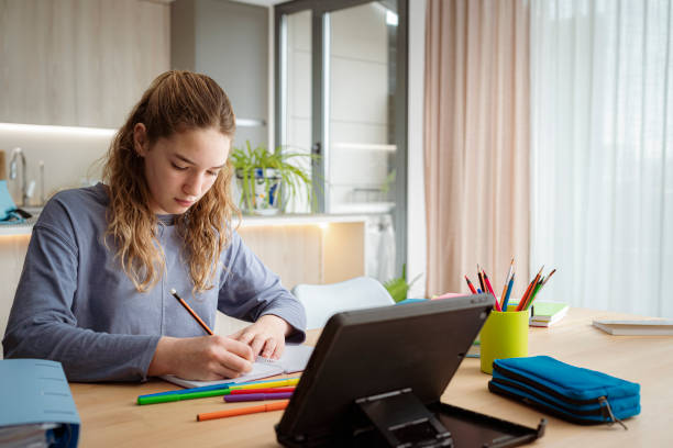 istock Teenage girl studying at home 1952880687