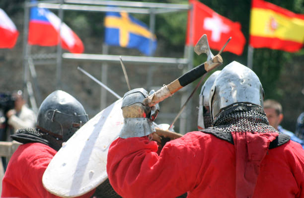 Combattimento tra cavalieri - foto stock