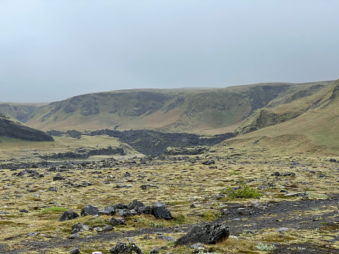 The mossy landscape of the Icelandic Highlands