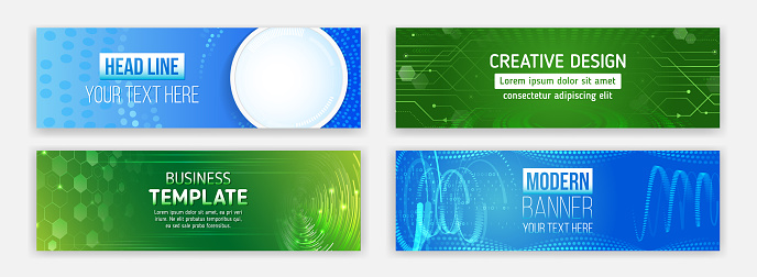 Hightech Horizontal Banner Template Modern Banner Design With ...