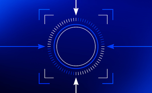 Blue tech circle focus copy space modern background design.