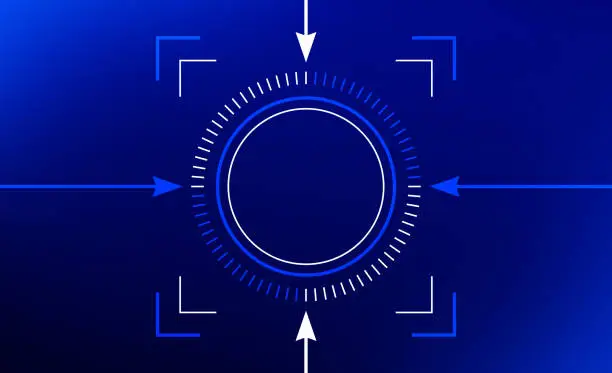Vector illustration of Blue Tech Circle Abstract Focus Background