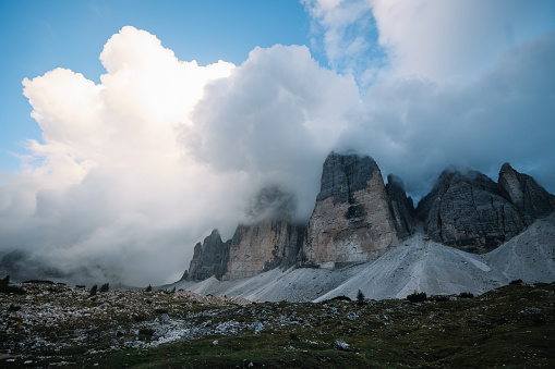 Beautiful scenery of the Dolomites, the Italian Alps, bear Tre Cime di Lavaredo.