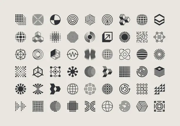Vector illustration of Geometric Icons Design Elements Collection