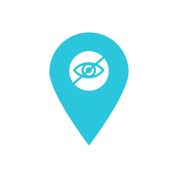 Vector illustration of Location, Destination icon, hidden. From blue icon set.