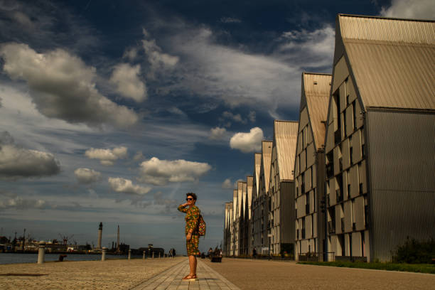 A woman on the quays in Dunkirk