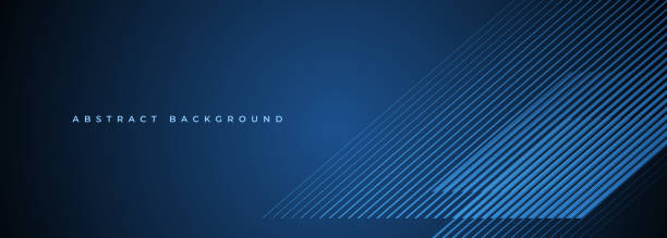istock Dark blue abstract modern background with blue glowing stripes. Futuristic technology concept banner design. 1953067636