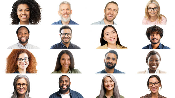 istock Set of diverse office employees smiling isolated on white background 1953106121