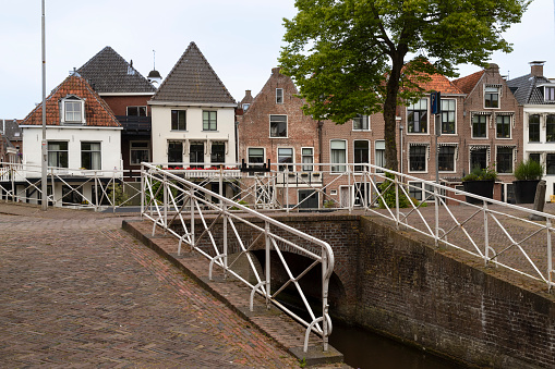 Cityscape of the historic and picturesque town of Dokkum in the province of Friesland in the Netherlands.