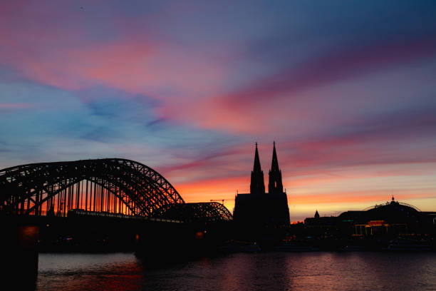 City Sunset Over the Cathedral and Bridge