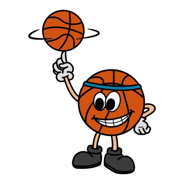 Vector illustration of Cartoon Basketball Ball. Vector Illustration Basketball Character Playing Ball