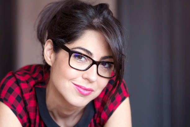 Beautiful smiling  woman with  eyeglasses