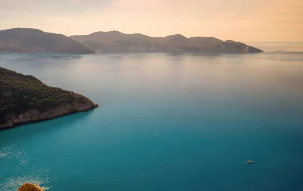 Photo of Top view of the famous Myrtos beach on Kefalonia island, Ionian sea