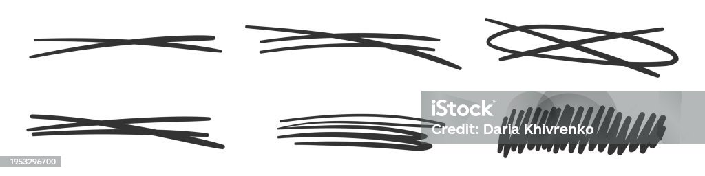 Emphasis Line Doodle Set Of Doodle Style Strikethrough Lines Hand Drawn Emphasis Elements ...