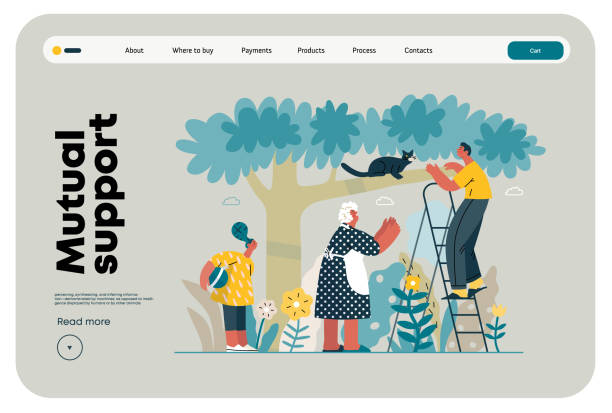 Mutual Support, flat vector concept illustration vector art illustration