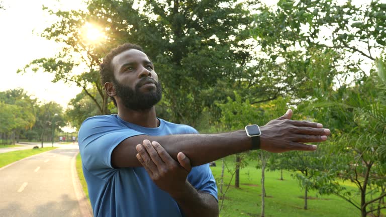 Portrait of a man stretching to do physical exercise