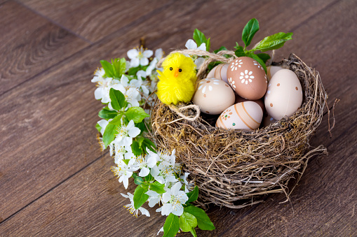 Easter eggs painted  in different colors