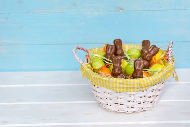 Easter background with pastel colored eggs