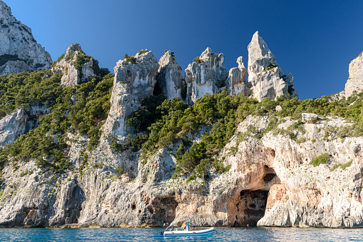 Cliffed coastline in the Baunei area in east Sardinia in the famous Goloritzé bay