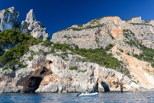 Cliffed coastline in the Baunei area in east Sardinia next to the famous Goloritzé bay