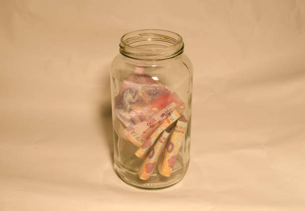 Piggy bank made with a jar where savings are deposited