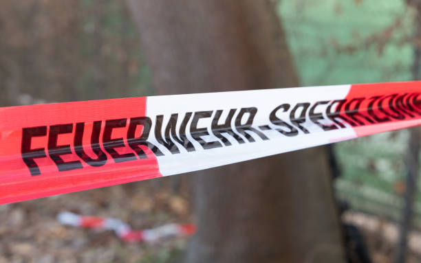 barrier tape during floodwater closed the way