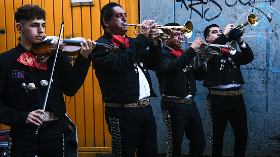Traditional Mexican Mariachi group in Mexico City, Mexico.