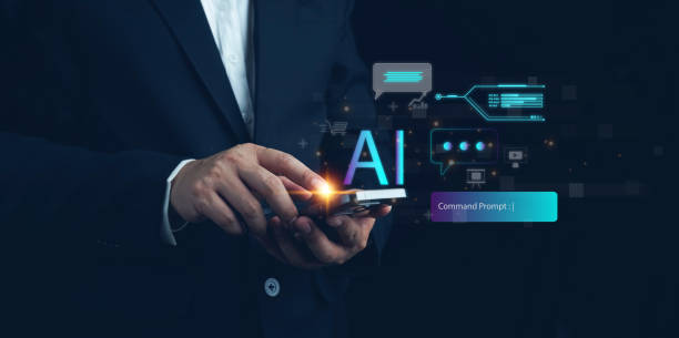 istock Ai technology, businessman show virtual graphic Global Internet connect Chat with AI, Artificial Intelligence. AI, using command prompt for generates something, Futuristic technology transformation. 1953527302